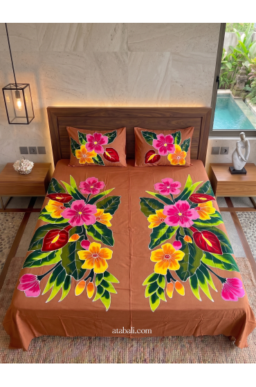 Hand Painted Rayon Bedsheet Set King Size